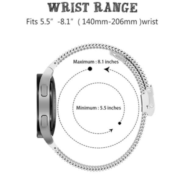 20 mm sølvklokkereim Samsung Galaxy Watch 4 rustfritt stål