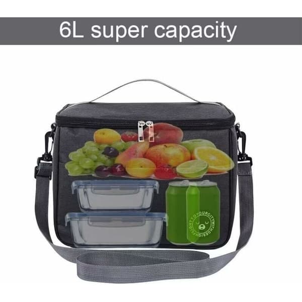 Blå kjølebag 12,5L, 29×20×22cm, arbeidslunsjpose, kjølebag, inn