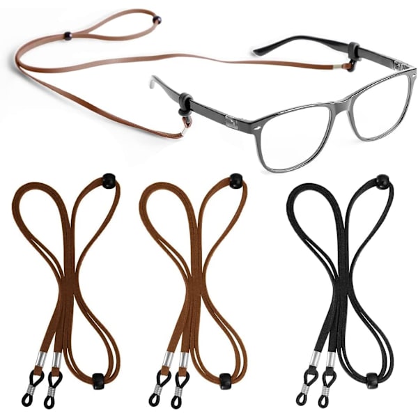 3 stk. Kunstlæder Brille Rem til Brille Snore Mænd Kvinder W