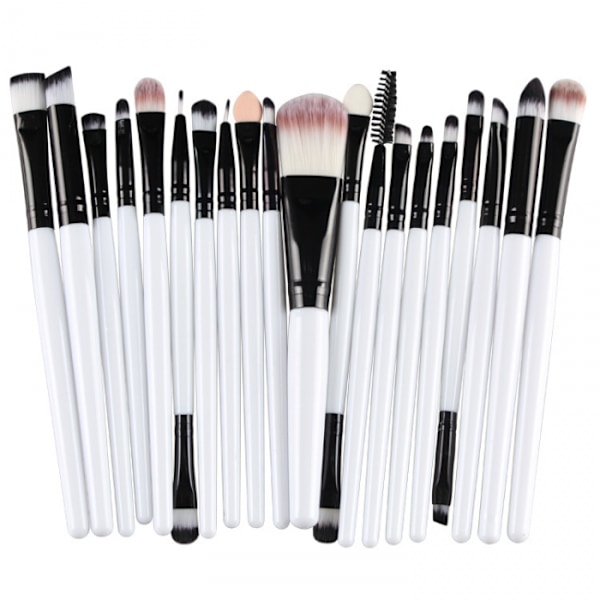20 Makeup-børster - Hvid Sort Hvid