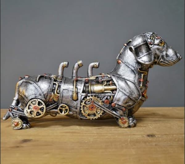 Industriel Gotisk Steampunk Gravhund Pølsehund Ornament Figur