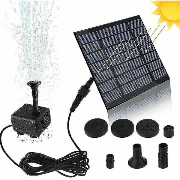 Solardriven regnvattenpump, poolpump, fontän, solvatten