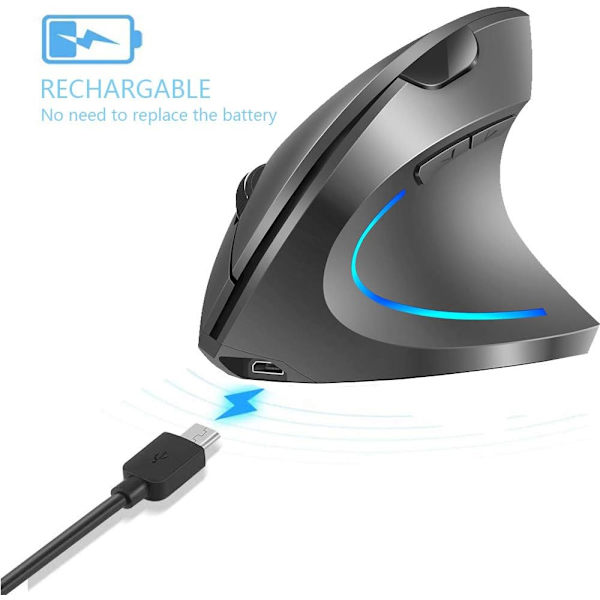 2.4GHz trådløs vertikal mus til højre hånd - ergonomisk - genopladelig
