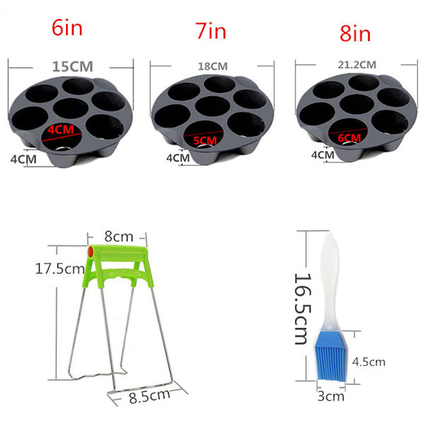 Airfryer-tillbehör (10 set) - 6 tum, Airfryer-tillbehör, s