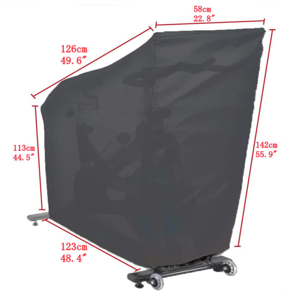 Vattentät träningscykelskydd, inomhusträning cykelskydd, dammtät träningscykelskydd för träningscyklar eller inomhusspinningcyklar (svart)