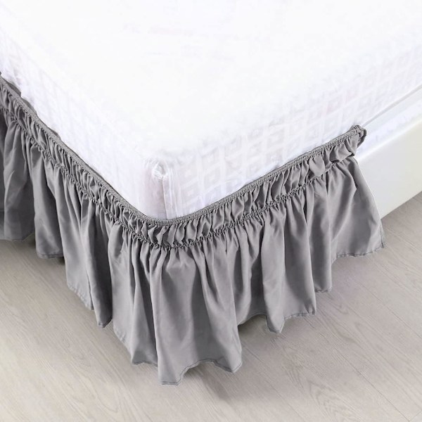 Børstet polyester sengeskørt 150x203cm Tre sider stræk D