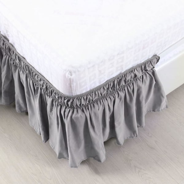 Købskort Børstet polyester sengeskørt 150x203 cm på tre sider