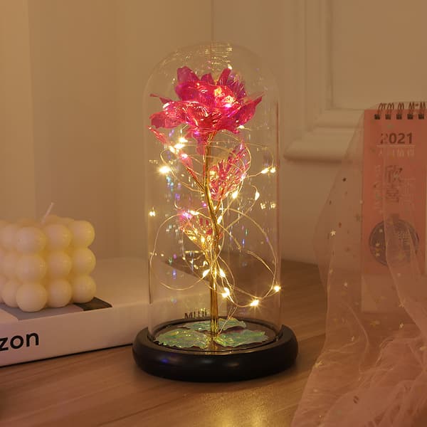 1 stk Galaxy Rose med LED-lys, kunstig blomstergave til kone m