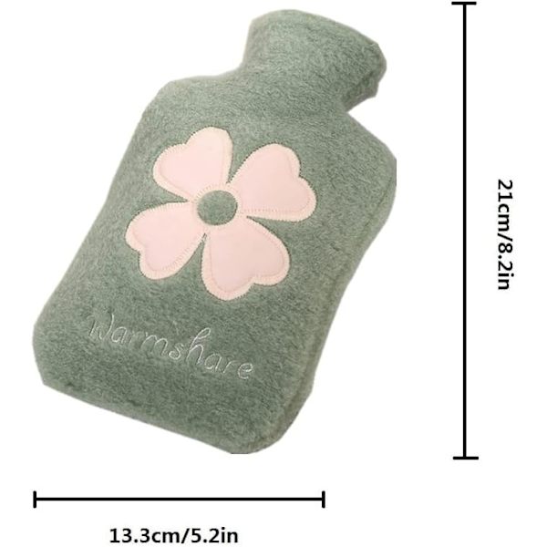 Varmtvannsflaske Varmtvannsflaske (Blå, 500ml) Plysj Varmtvannsflaske Mini Oppvarmet Varmtvannsflaske for Smertelindring Hjelper med å gi ekstra varme og komfort