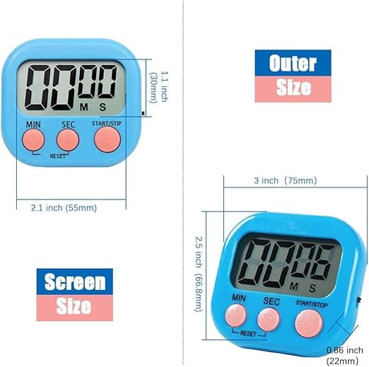 Magnetisk kökstimer med stor LCD-skärm, timers för matlagning