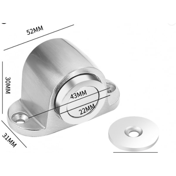 Magnetisk dørstopper i børstet overflate med rund gulvmontering