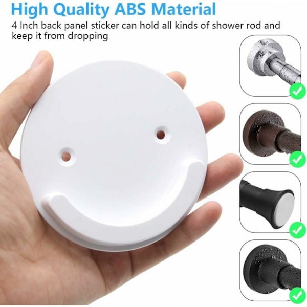 2-pakks dusjforhengstangbrakett, 4 tommers diameter universell akryl