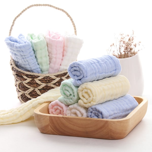 8 st Muslin Baby Washcloths, 33*30cm Tvättbar Mjuk Bomull Baby Face Handduk Baby Bomullssvaddlar för att Torka Hand Ansikte Kropp Känslig Hud Baby Nyfödd Present