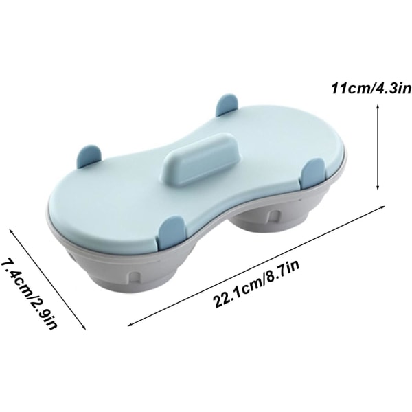 1 stk. Dobbel kopp eggkoker (blå), mikrobølgeovn eggkoker, mikrobølgeovn eggkoker, for raskt å tilberede perfekte og næringsrike dampede egg