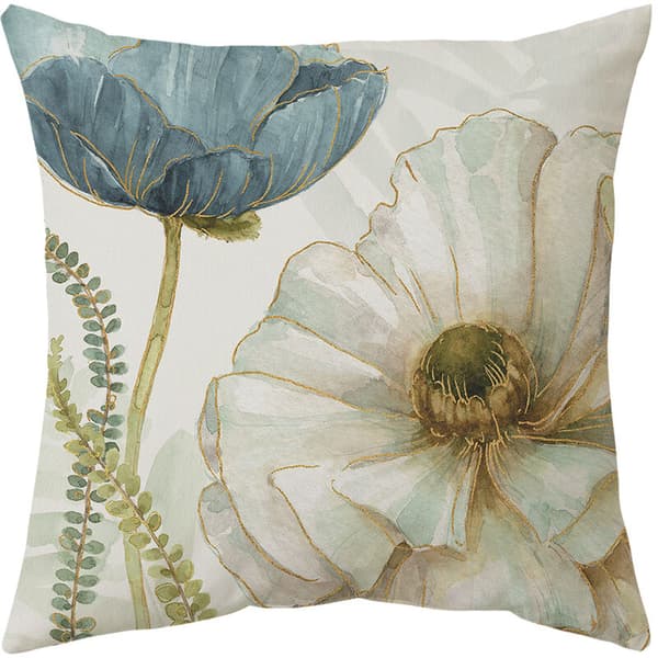 Utekjoleputer 45 x 45 cm, sett med 4 gule blå blomster Pa