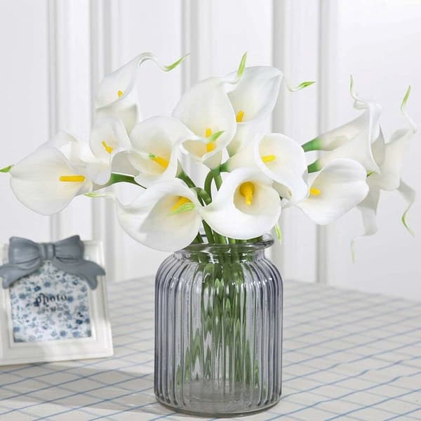 20 stk. (hvid-gul) Calla Lily brudebuket kunstig blomst
