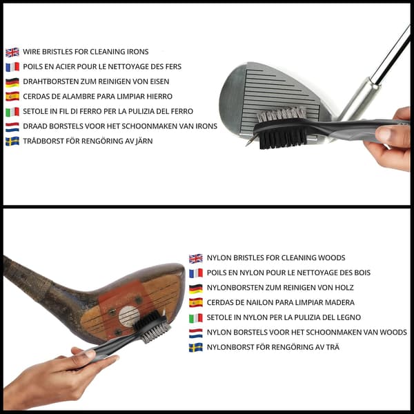 Harmaa golf-maila ja uraharja Kaksipuolinen nylon- ja teräsharja