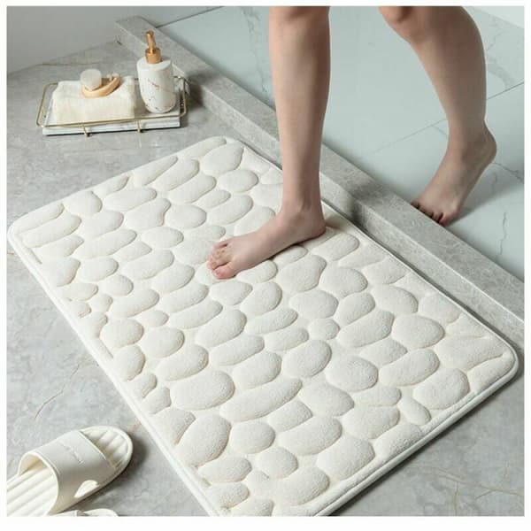 (melkehvit, 40 60CM) Pebble preget gulvmatte, sklisikker absorbe