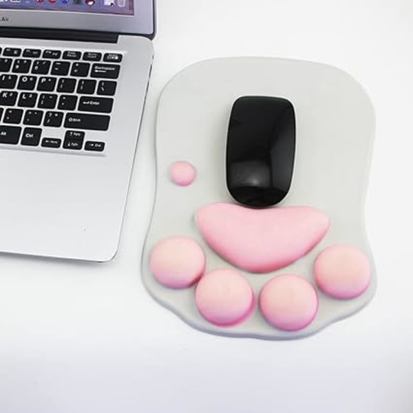 (Gray) Mouse Pad Cat Paw Mouse Pad with Wrist Rest, Portable Non-