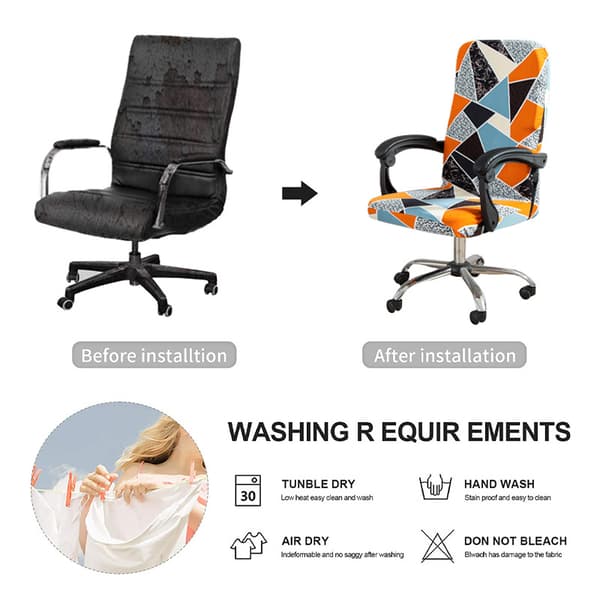 Kontorstol Betræk（L）Universal Stretch Mikrofiber Vaskbar Kontor