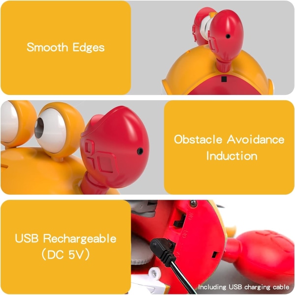 (Orange) Elektronisk musiksensor Krabbelegetøj med lys, Au