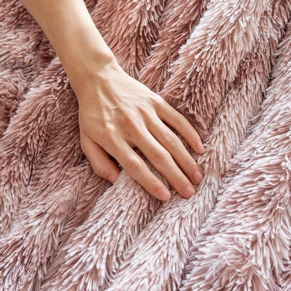 Imiteret kashmir plysset tæppe 160 x 200 cm (Pink), Super varmt regnbue fleece tæppe, Høj kvalitet plys fleece tæppe, Blødt og behageligt langt luv, Sofatæppe