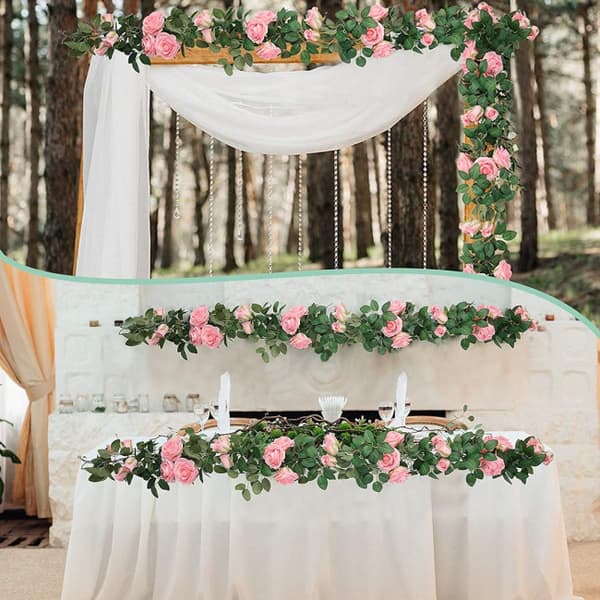 3 * 200 cm kunstig blomst sæt hængende rose blomst kunstig efeu