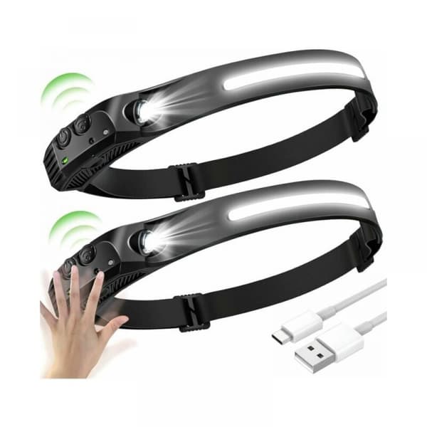 2 stk LED Hodelykt, LED Sensor Hodelykt, Vanntett USB Ladbar LED Hodelykt