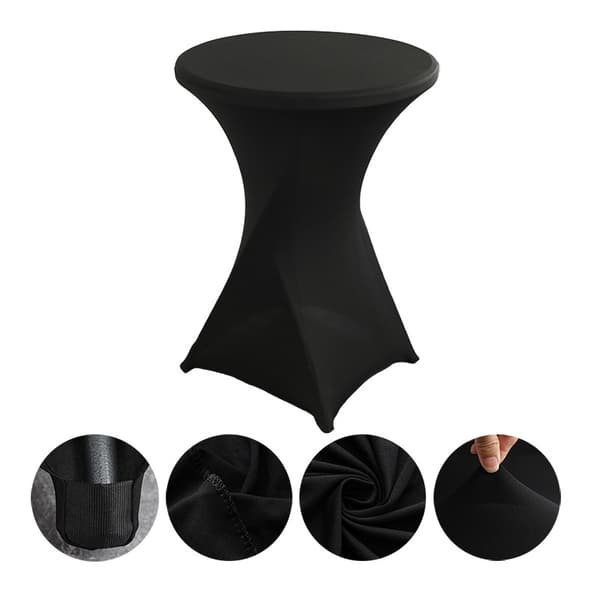 110*60 CM hvide covers til sammenklappelige høje borde（Sæt med 2，sorte）