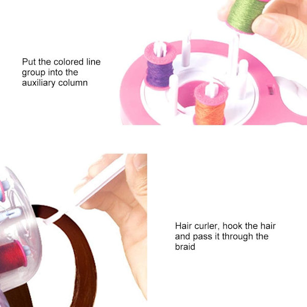 Elektrisk hårfrisör (rosa) Bärbar leksak Twist Braider Styling Tools för små flickor DIY Automatisk hårfrisör
