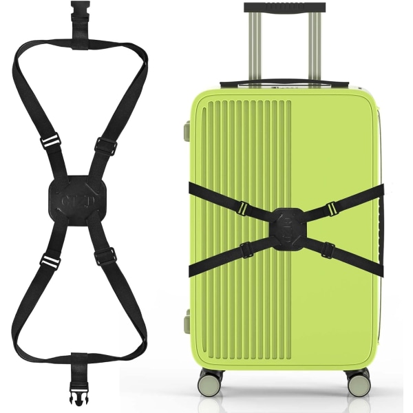 Svart - 1 bit elastisk resväska bagagerem med justerbar su