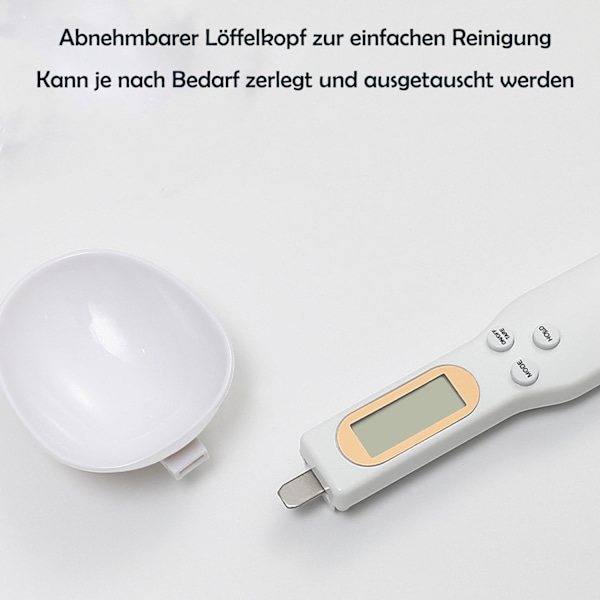 (Hvit) 500g/0.1g Elektronisk Kjøkkenmåleskje Skala, Digit
