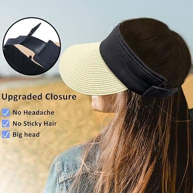 Beige Solhat i Halm til Kvinder med Bred Skygge til Sommer, Anti-UV