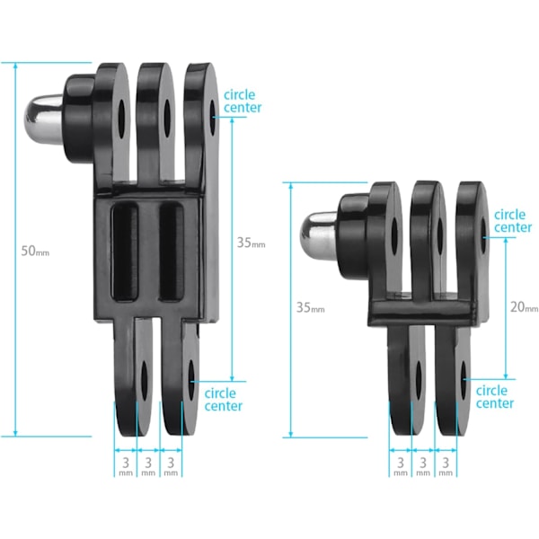 Forlengelsesarmfeste for GoPro, rett adapter med skruer for H