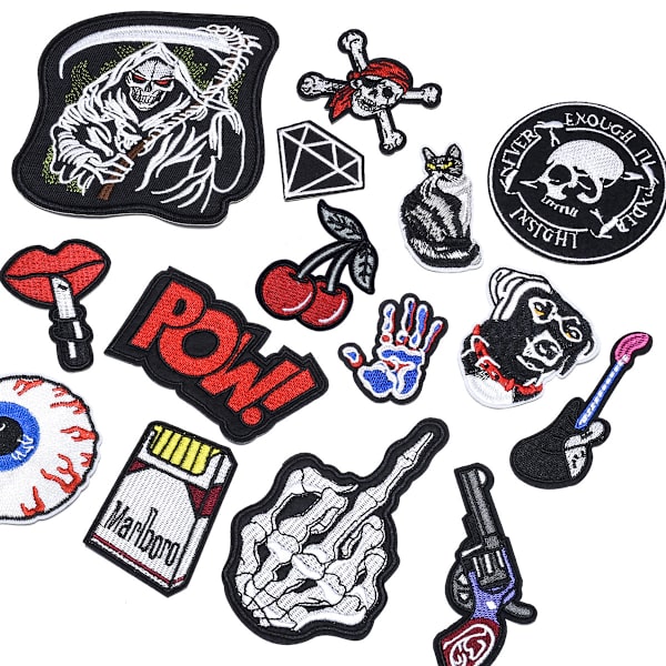 15 stk. seje design broderi stryge-på patch, broderi