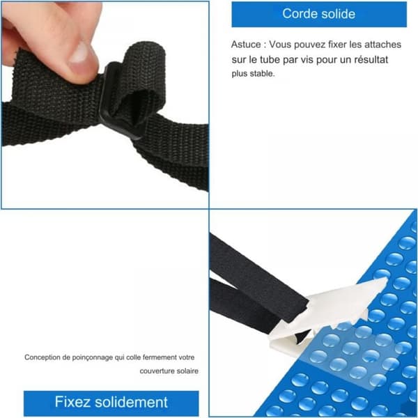 Solcellspoolöverdrag Rullfäste Kit med 8 Nylon Limband och