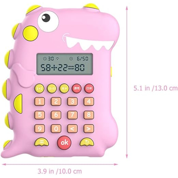 Barnekalkulator, Rosa Dinosaur Shape Kalkulator, Matematikkspill Smart