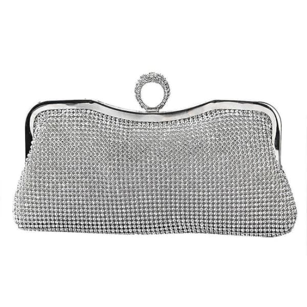 Sølv Dame Mode Aften Håndtaske Diamant Rhinestone Fest C