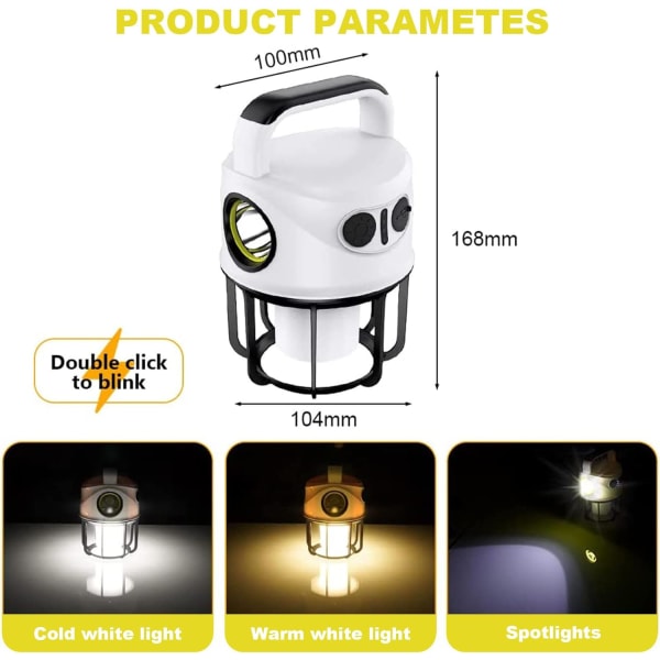 Rechargeable LED Camping Lantern, 6 Modes IPX4 Waterproof outdoor