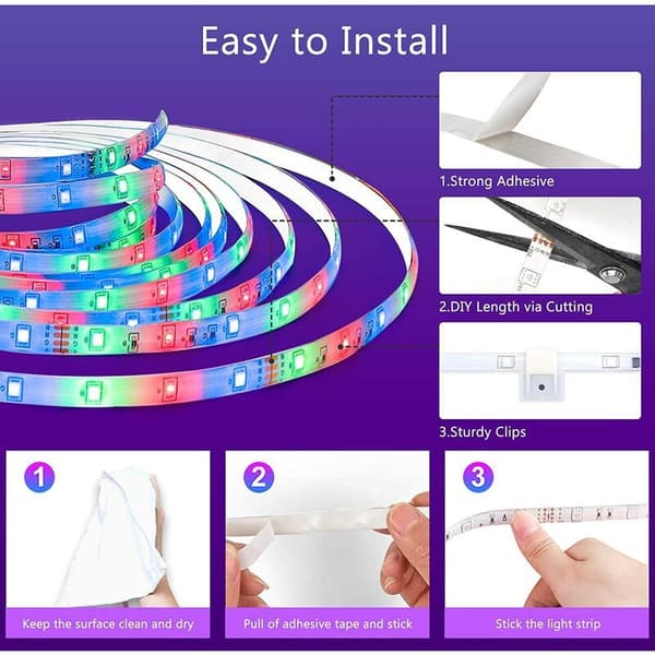5M WS2812b Bluetooth Smart LED-stripe - Med fjernkontroll