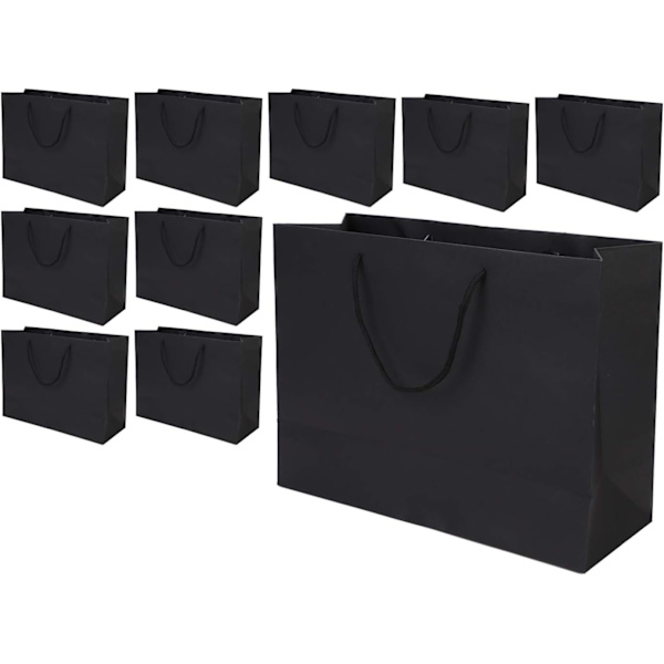 10 stk. Kraftpapirposer Store Julegaveposer Håndtaske med