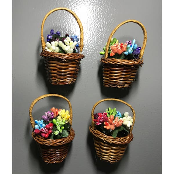 4 stk. blomsterkurv træ tredimensionel havearbejde refrige