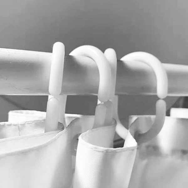 12 stk. bruseforhængsringe i plastik C-form gardinkroge til dør