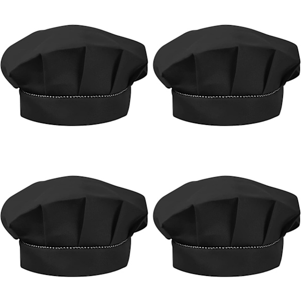 4 st barns kockhattar 3-13 år, justerbar pojke flicka matlagningshatt, andningsbar polycotton kockhatt, småbarns kockköksmössa för hemlagning (svart)