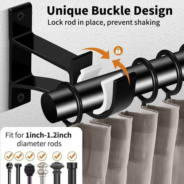 4-pack gardinstångsbeslag i aluminium, 118 cm