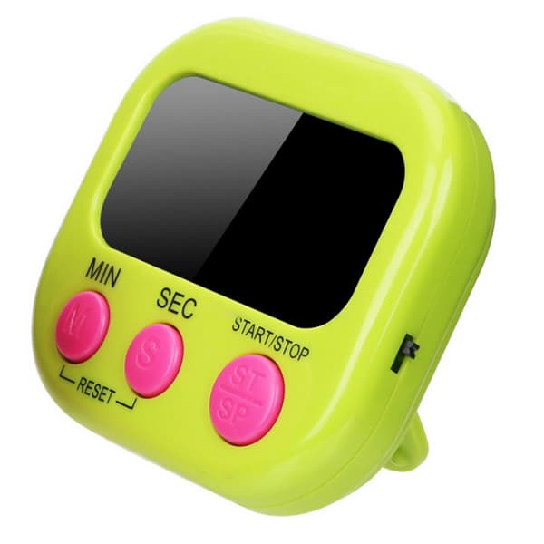 Grønn digital timer magnetisk koketimer stor skjerm læring