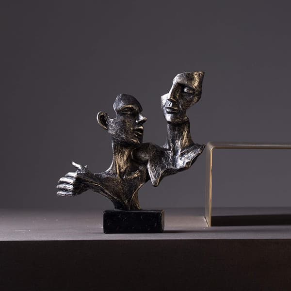 Stillhet Par Statue, Moderne Kunstverk Figur Interiørdekor
