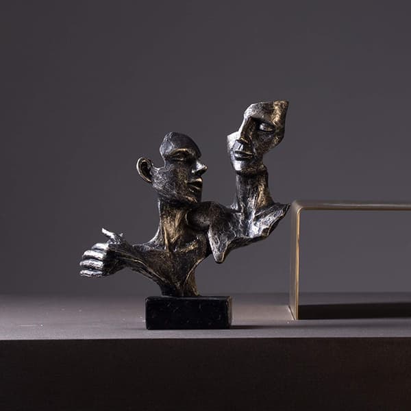 Tystnadspar Staty, Modern Konstverk Figur Dekor