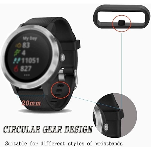 6 st Garmin klockring Smart Watch silikonbandöglor, gummibandöglor, Garmin klockarmband ersättningsringar, 18 mm