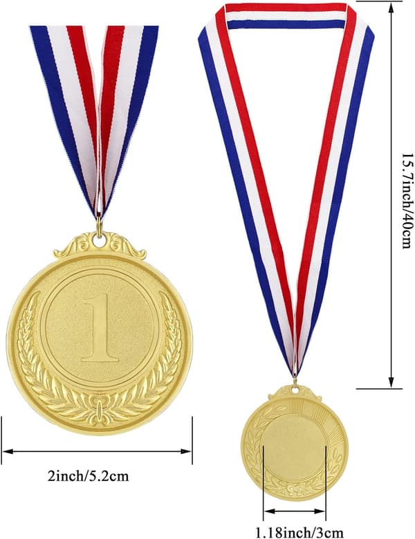 Diameter 5cm medaljer for barn, 12 stykker olympisk stil gullmetall